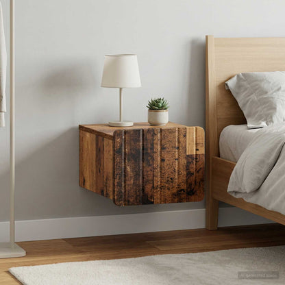 Wall-Mounted Bedside Cabinet 2 pcs Old Wood 33 x 34.5 x 24 cm