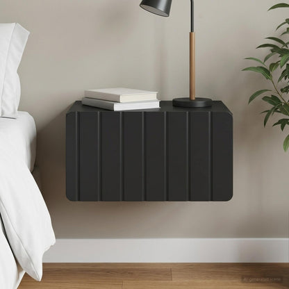 Wall-Mounted Bedside Cabinet Black 49 x 34.5 x 24 cm