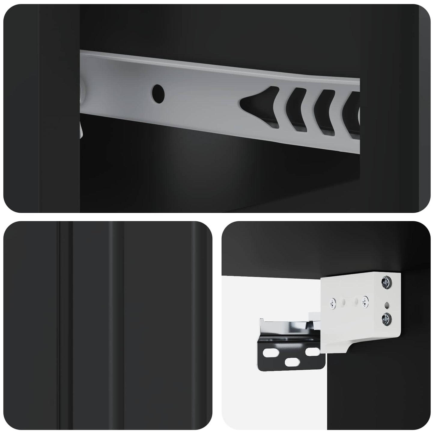 Wall-Mounted Bedside Cabinet 2 pcs Black 49 x 34.5 x 24 cm