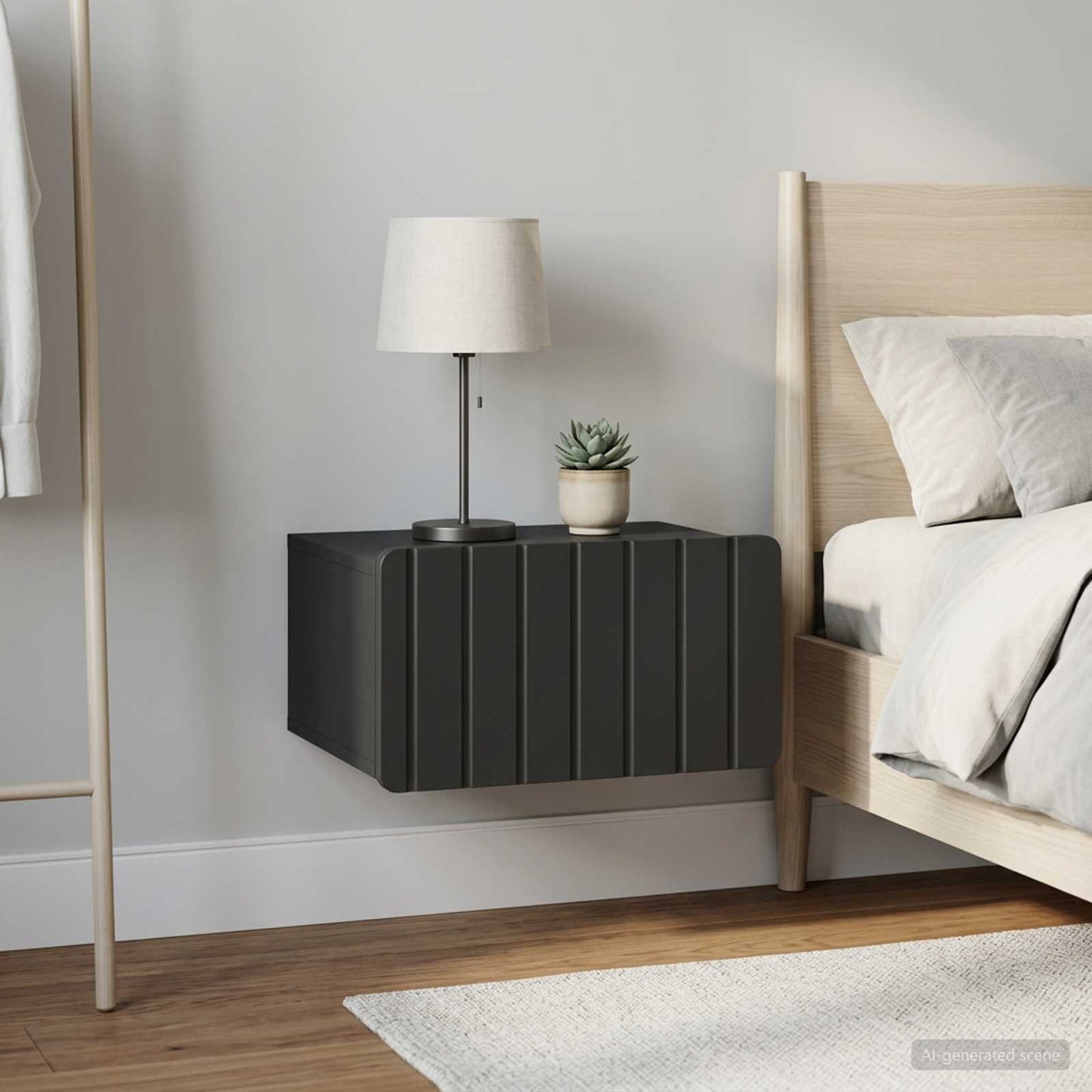 Wall-Mounted Bedside Cabinet 2 pcs Black 49 x 34.5 x 24 cm