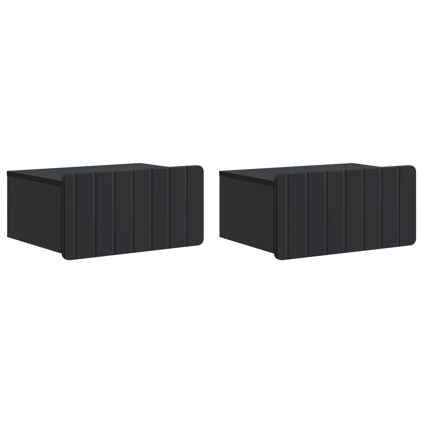Wall-Mounted Bedside Cabinet 2 pcs Black 49 x 34.5 x 24 cm