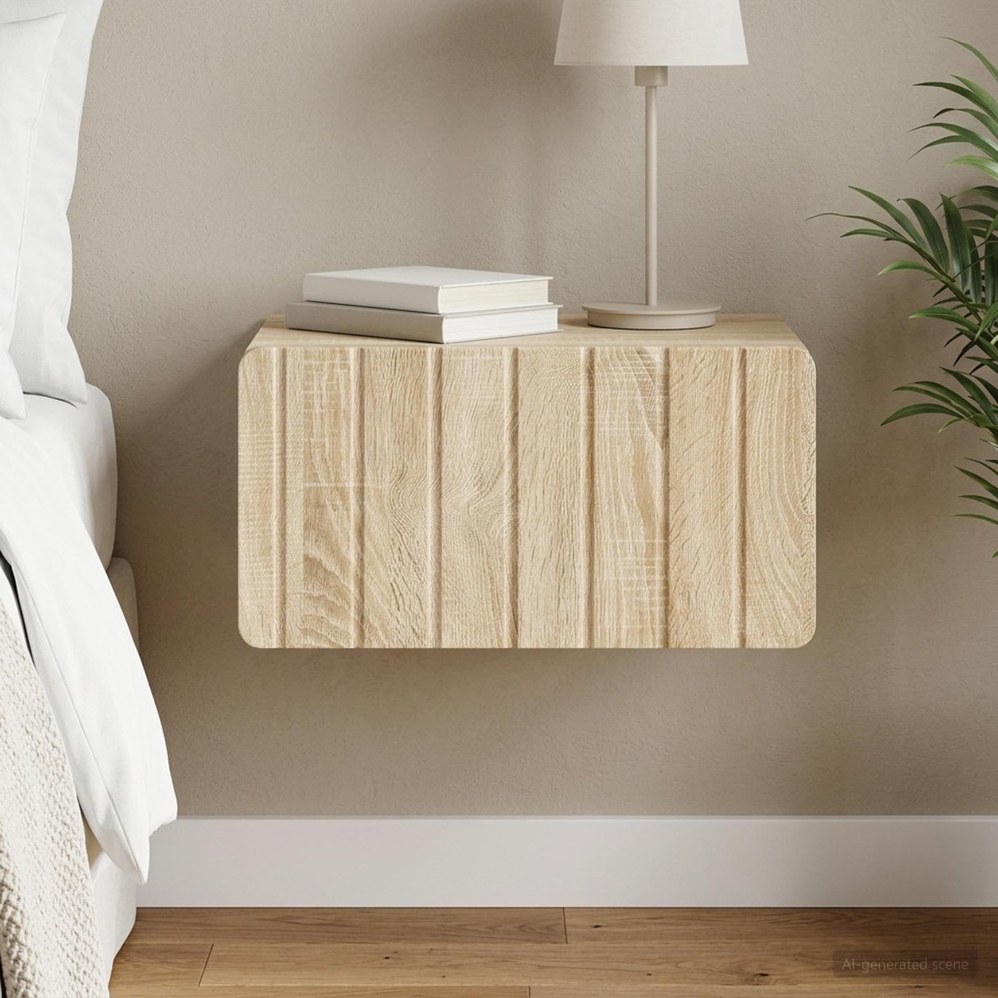 Wall-Mounted Bedside Cabinet Sonoma Oak 49 x 34.5 x 24 cm