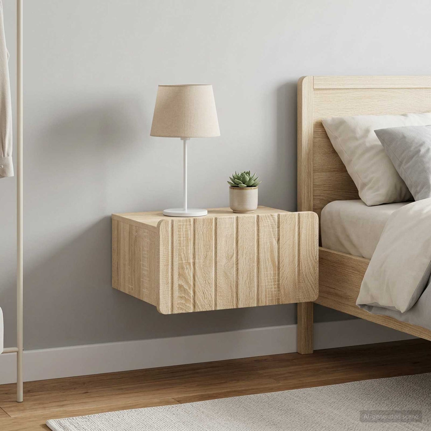 Wall-Mounted Bedside Cabinet 2 pcs Sonoma Oak 49 x 34.5 x 24 cm