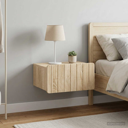 Wall-Mounted Bedside Cabinet 2 pcs Sonoma Oak 49 x 34.5 x 24 cm
