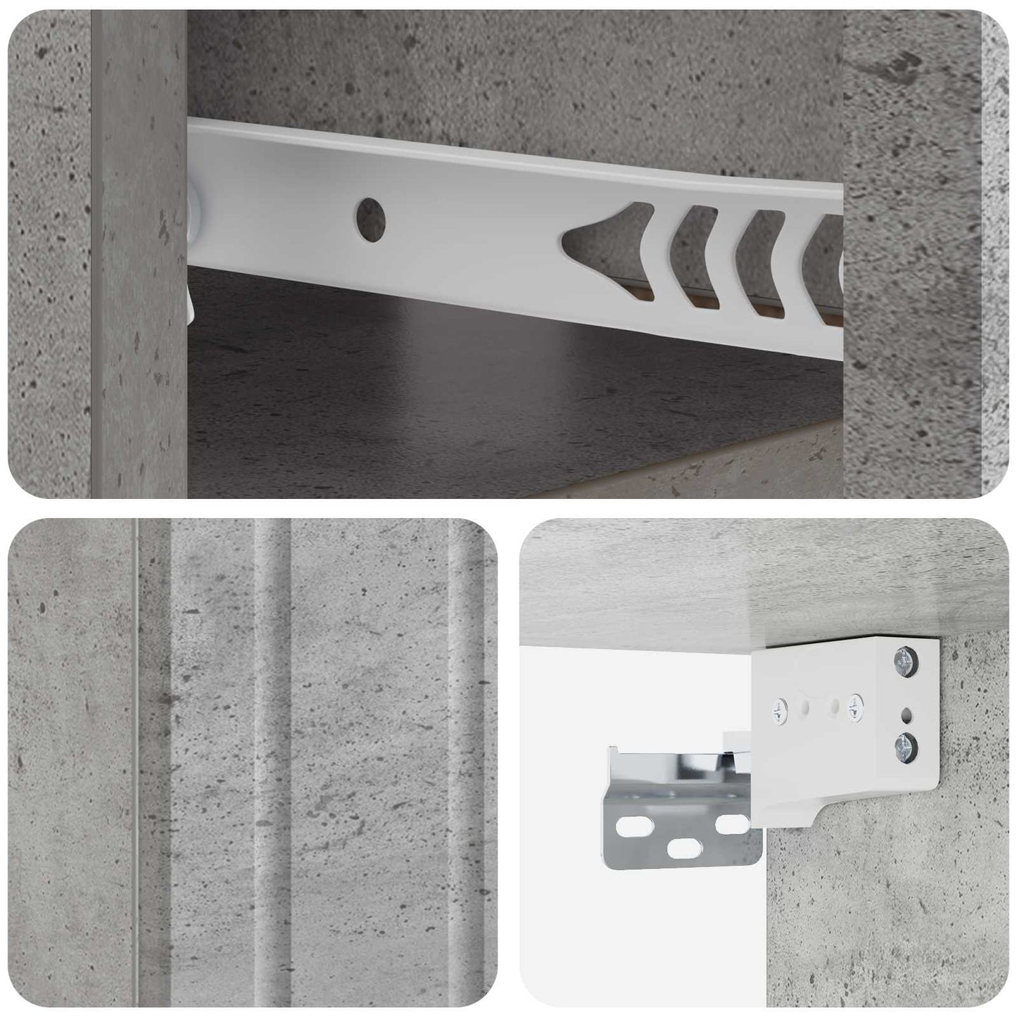 Wall-Mounted Bedside Cabinet Concrete Grey 49 x 34.5 x 24 cm