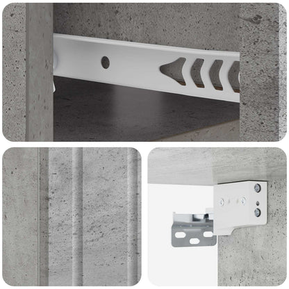 Wall-Mounted Bedside Cabinet Concrete Grey 49 x 34.5 x 24 cm