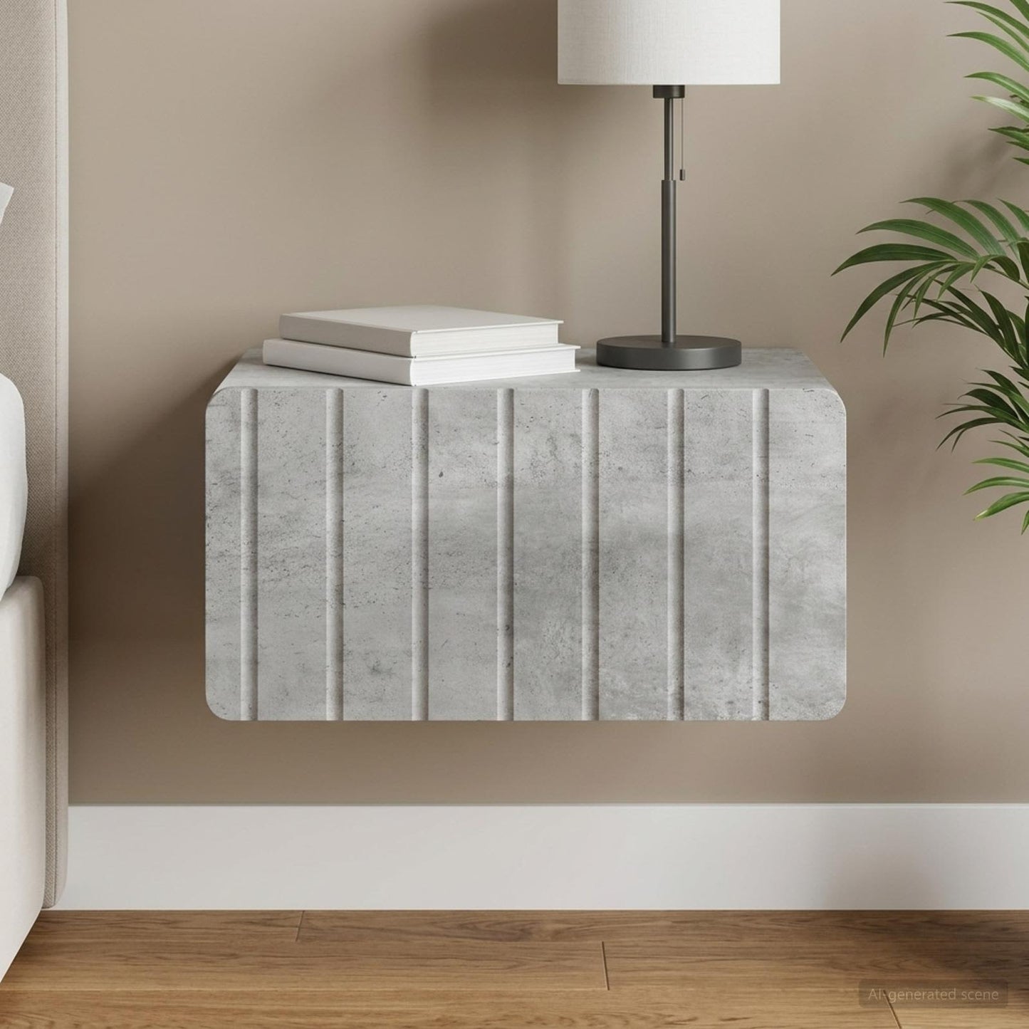 Wall-Mounted Bedside Cabinet Concrete Grey 49 x 34.5 x 24 cm