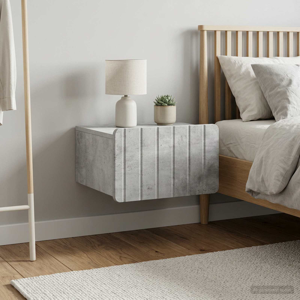 Wall-Mounted Bedside Cabinet 2 pcs Concrete Grey