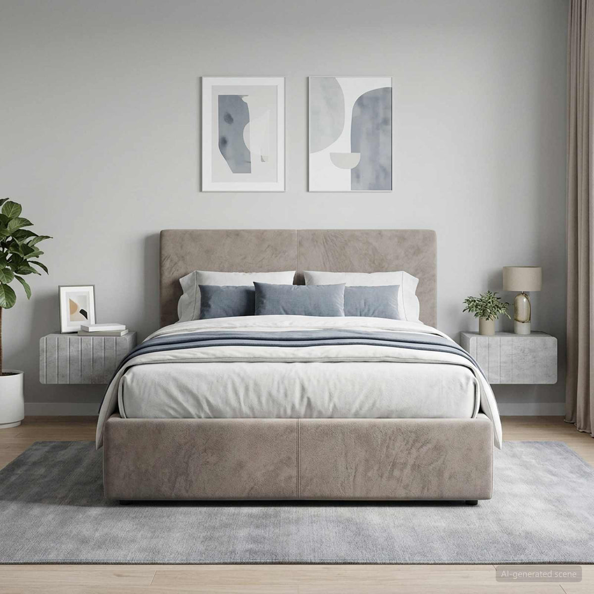 Wall-Mounted Bedside Cabinet 2 pcs Concrete Grey
