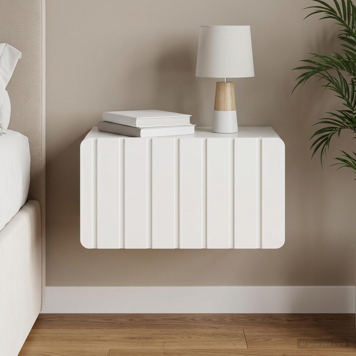 Wall-Mounted Bedside Cabinet High Gloss White 49 x 34.5 x 24 cm