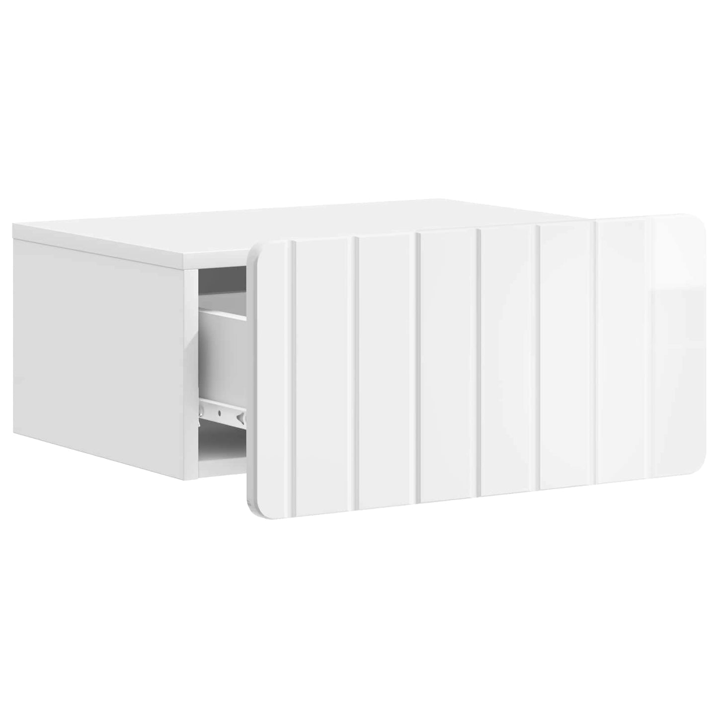 Wall-Mounted Bedside Cabinet High Gloss White 49 x 34.5 x 24 cm