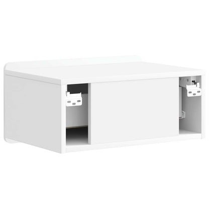 Wall-Mounted Bedside Cabinet High Gloss White 49 x 34.5 x 24 cm
