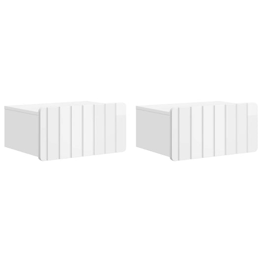 Wall-Mounted Bedside Cabinet 2 pcs High Gloss White