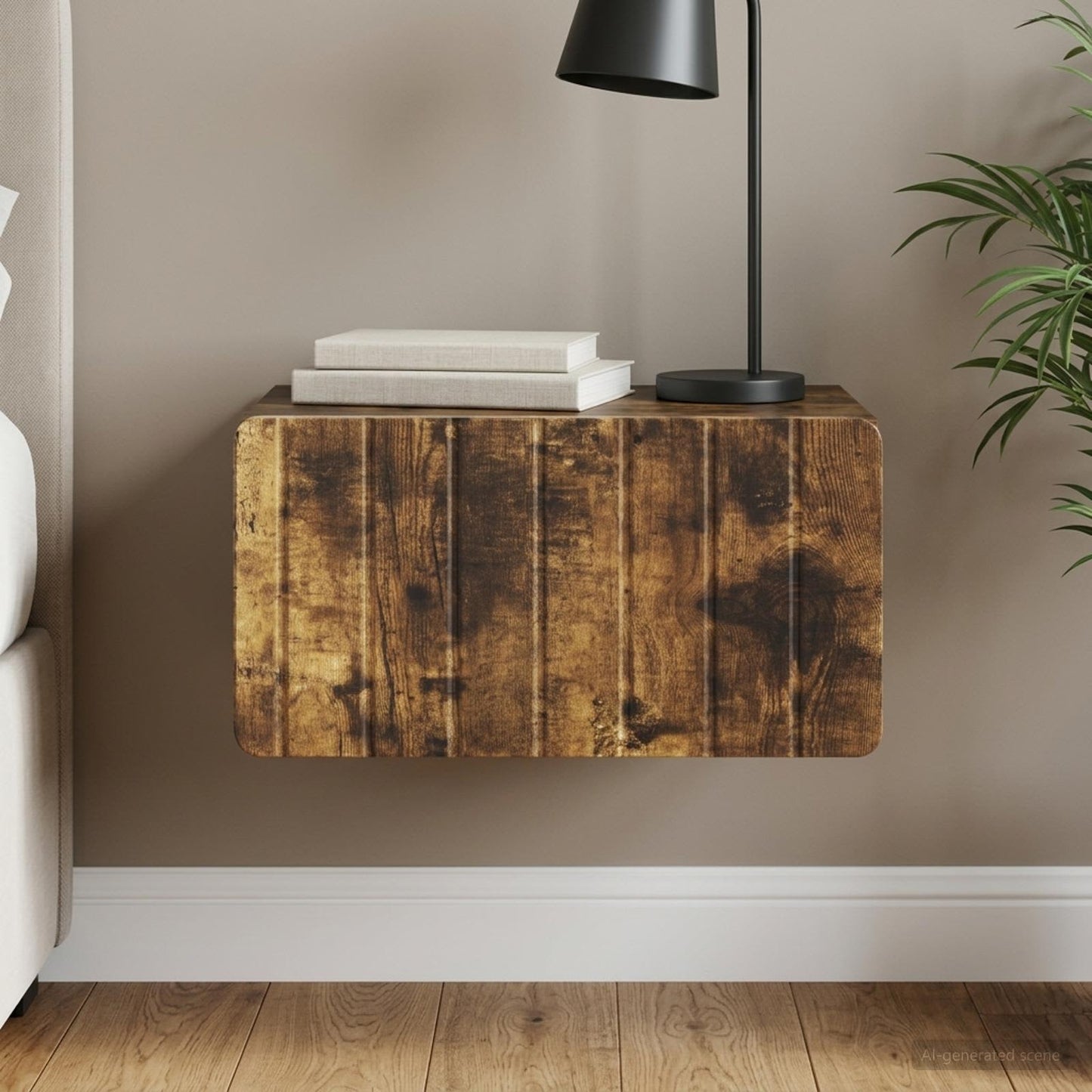 Wall-Mounted Bedside Cabinet Smoked Oak 49 x 34.5 x 24 cm
