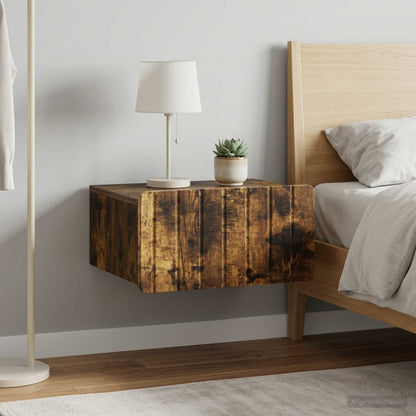 Wall-Mounted Bedside Cabinet 2 pcs Smoked Oak 49 x 34.5 x 24 cm