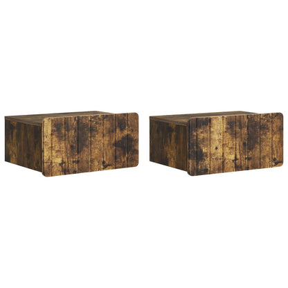 Wall-Mounted Bedside Cabinet 2 pcs Smoked Oak 49 x 34.5 x 24 cm