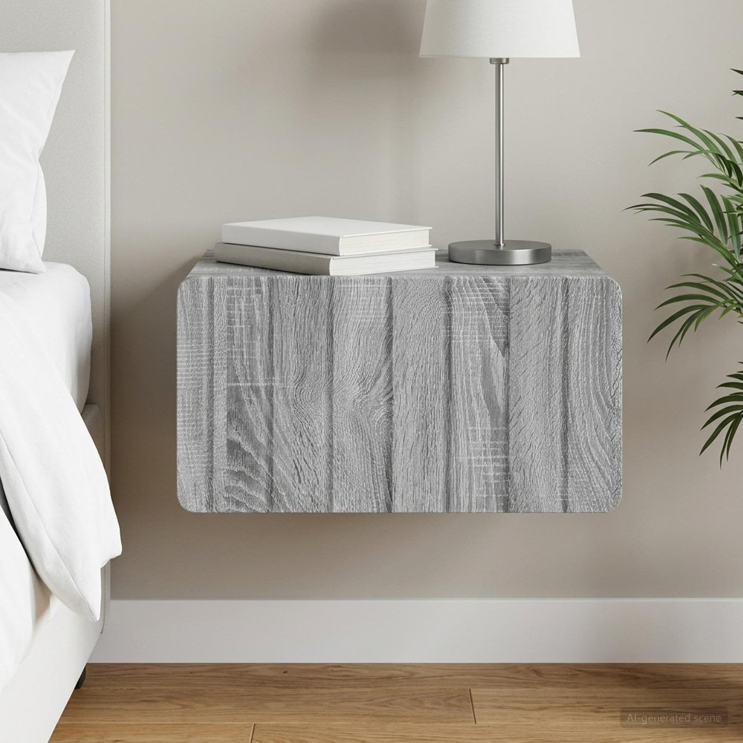 Wall-Mounted Bedside Cabinet Grey Sonoma 49 x 34.5 x 24 cm