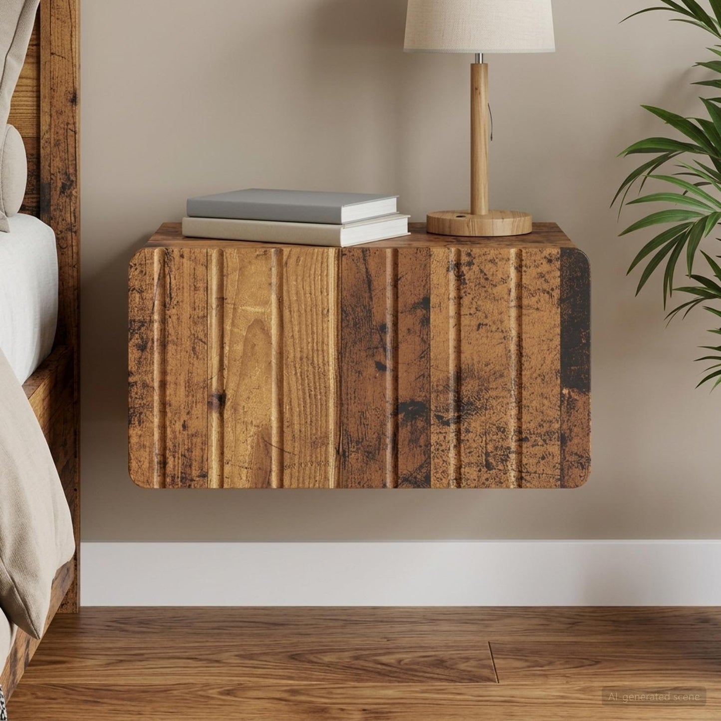 Wall-Mounted Bedside Cabinet Old Wood 49 x 34.5 x 24 cm
