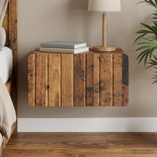 Wall-Mounted Bedside Cabinet Old Wood 49 x 34.5 x 24 cm