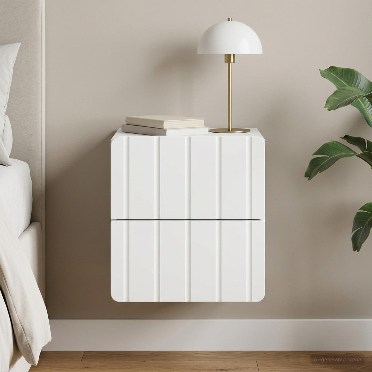 Wall-Mounted Bedside Cabinet White 33 x 34.5 x 43 cm
