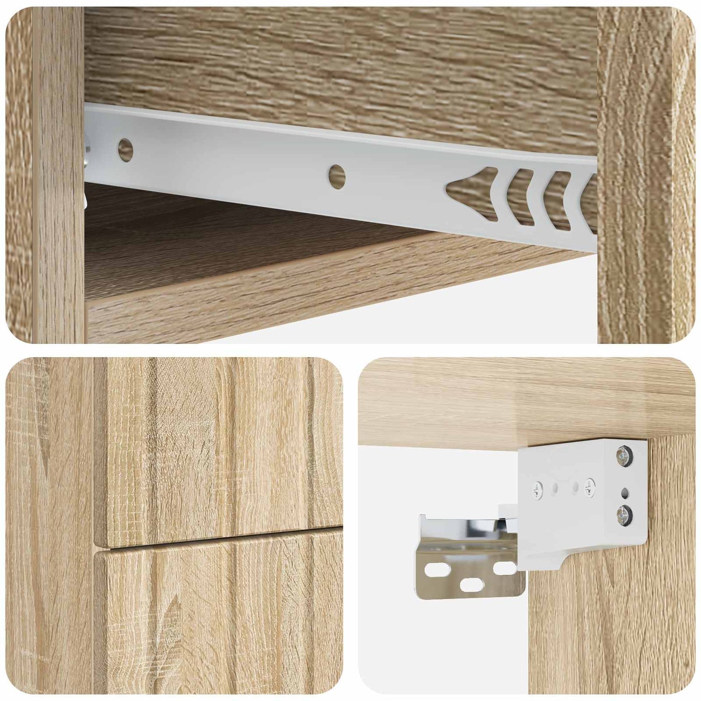 Wall-Mounted Bedside Cabinet Sonoma Oak 33 x 34.5 x 43 cm