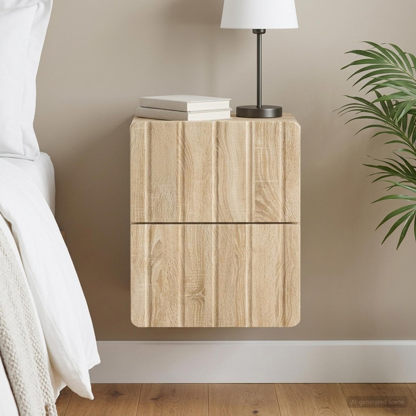 Wall-Mounted Bedside Cabinet Sonoma Oak 33 x 34.5 x 43 cm