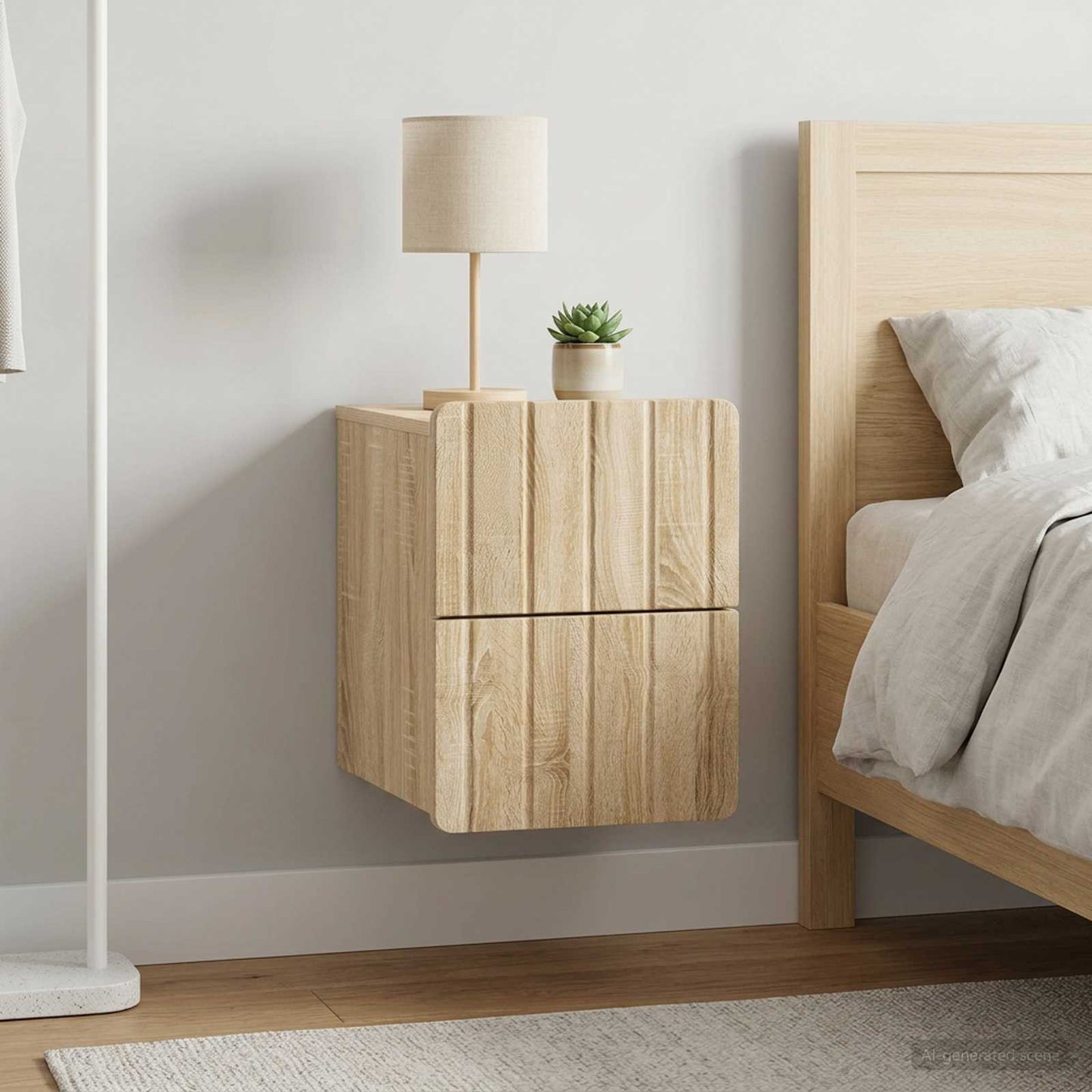 Wall-Mounted Bedside Cabinet 2 pcs Sonoma Oak 33 x 34.5 x 43 cm