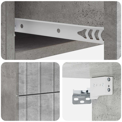 Wall-Mounted Bedside Cabinet Concrete Grey 33 x 34.5 x 43 cm