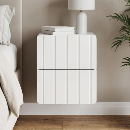 Wall-Mounted Bedside Cabinet High Gloss White 33 x 34.5 x 43 cm