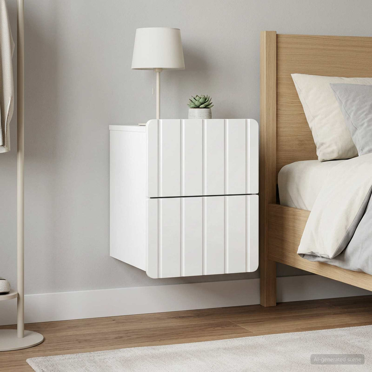 Wall-Mounted Bedside Cabinet 2 pcs High Gloss White