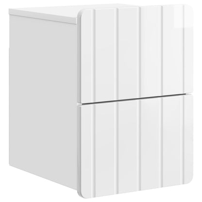 Wall-Mounted Bedside Cabinet with Drawer 2 pcs High Gloss White