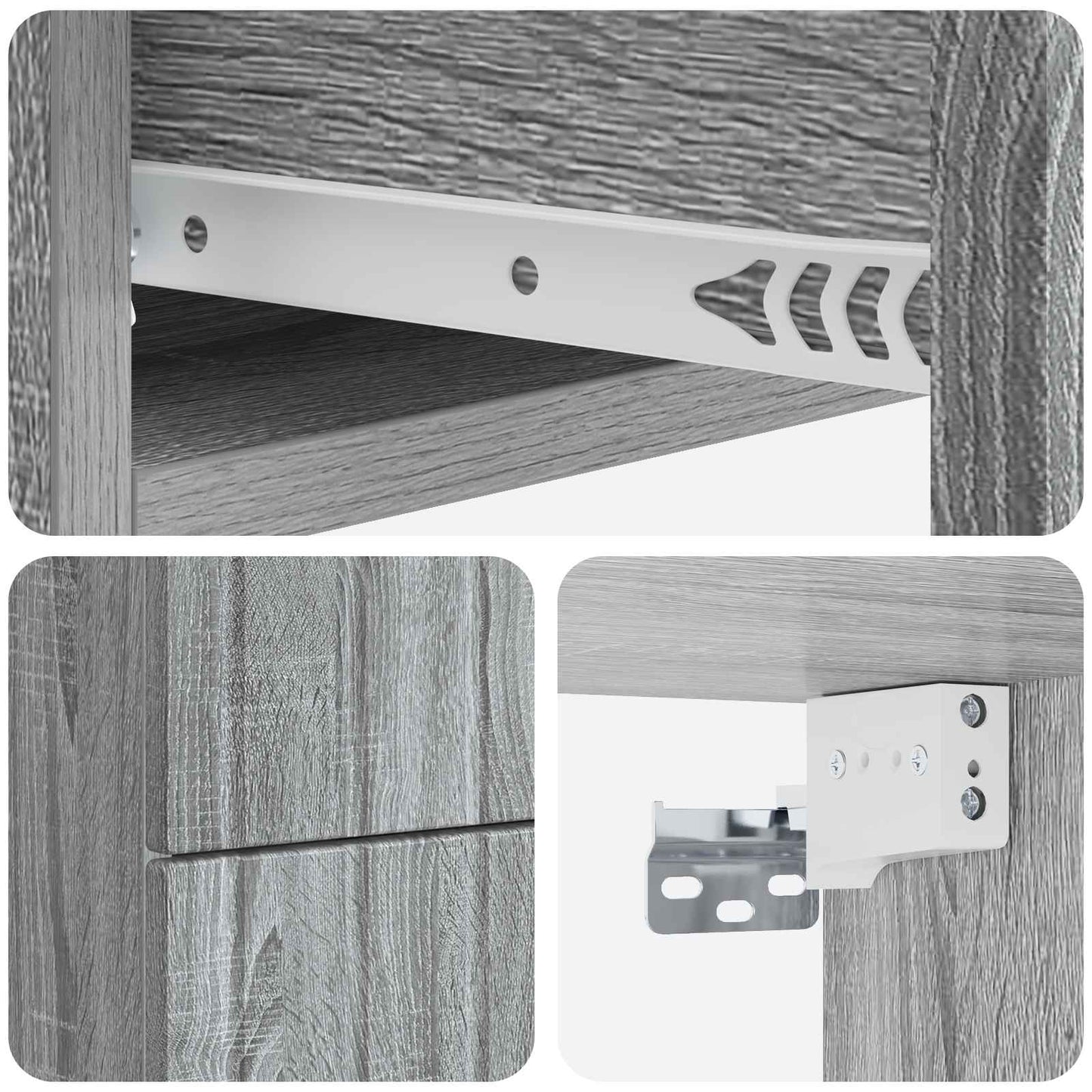 Wall-Mounted Bedside Cabinet Grey Sonoma 33 x 34.5 x 43 cm