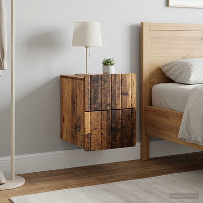 Wall-Mounted Bedside Cabinet 2 pcs Old Wood 33 x 34.5 x 43 cm