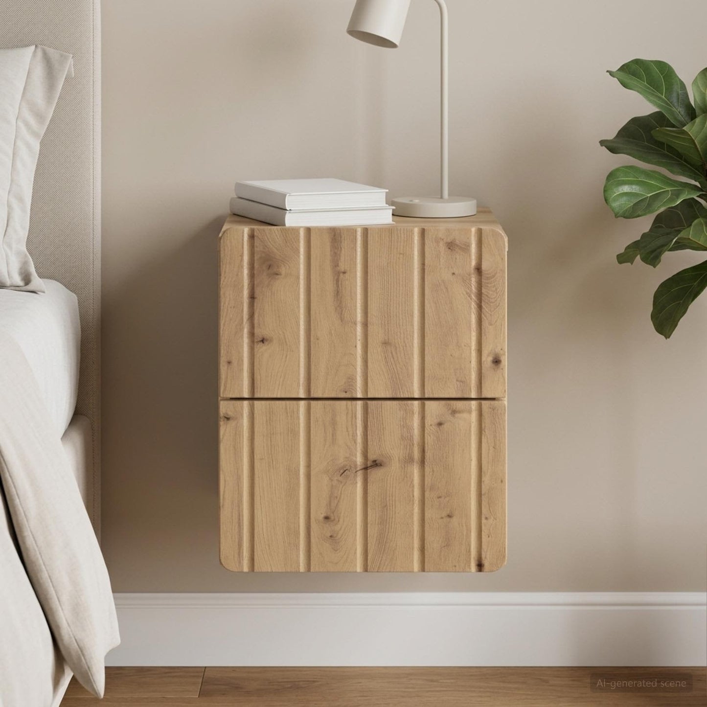 Wall-Mounted Bedside Cabinet Artisan Oak 33 x 34.5 x 43 cm