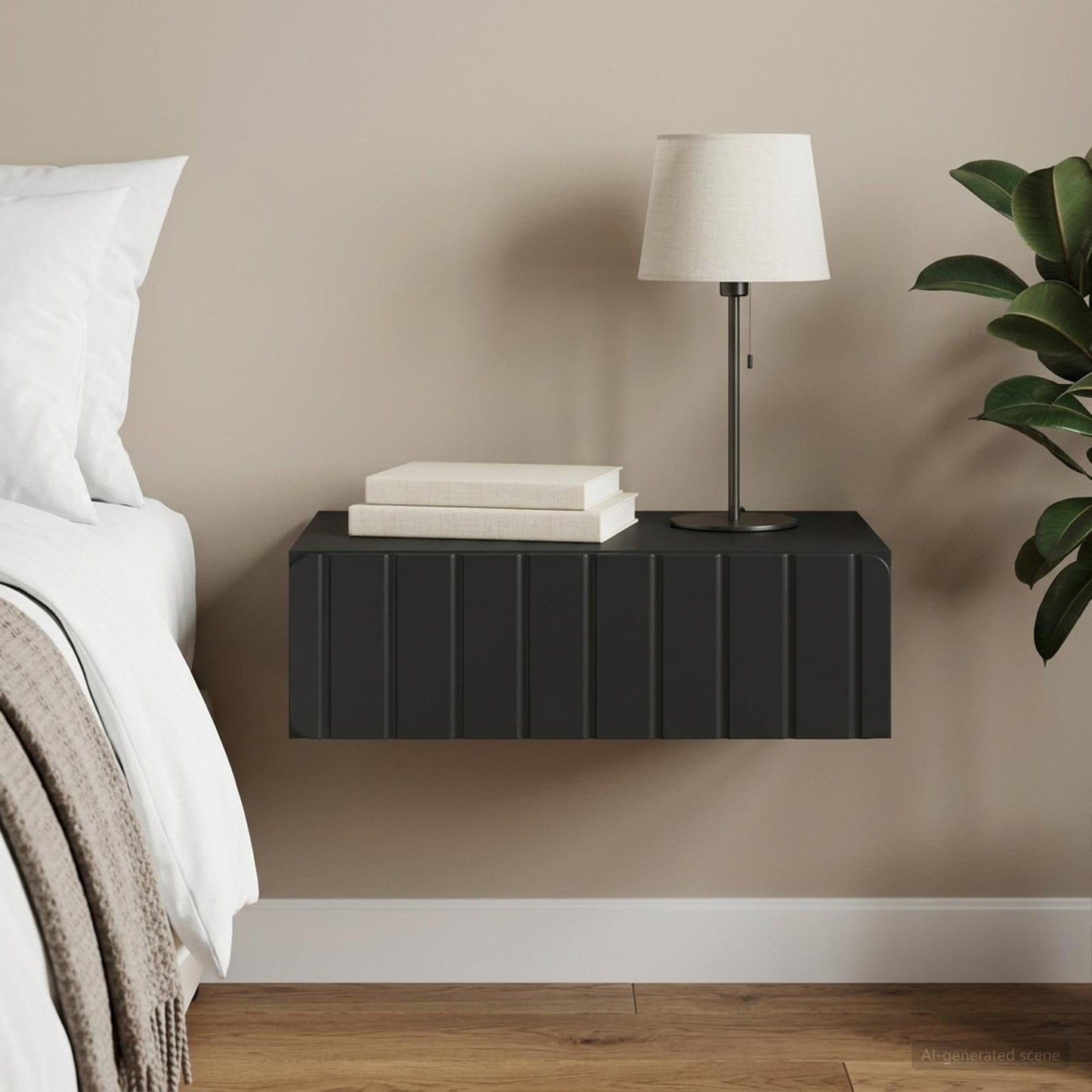Wall-Mounted Side Table Black 59 x 34.5 x 17 cm Engineered Wood