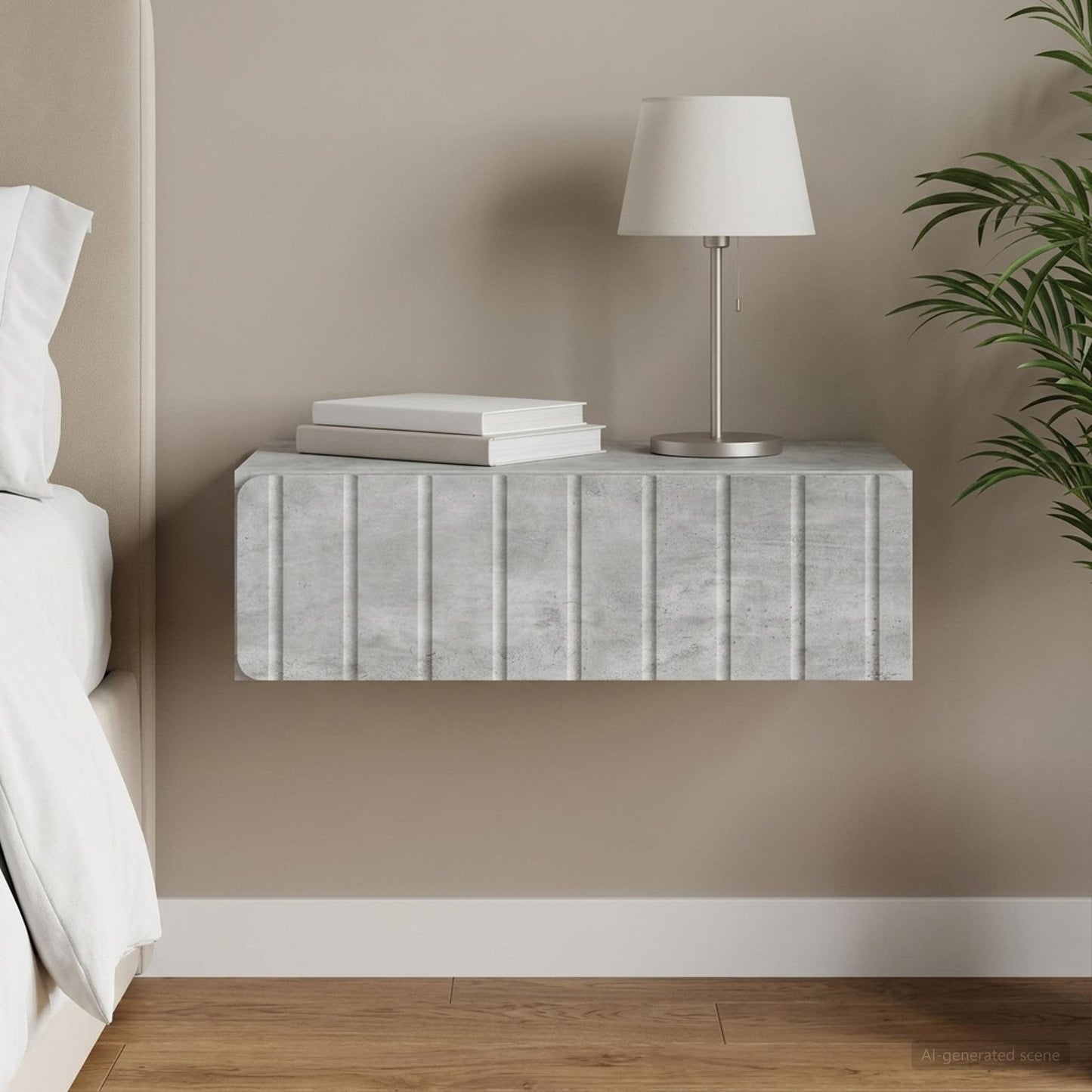 Wall-Mounted Side Table Concrete Grey 59 x 34.5 x 17 cm