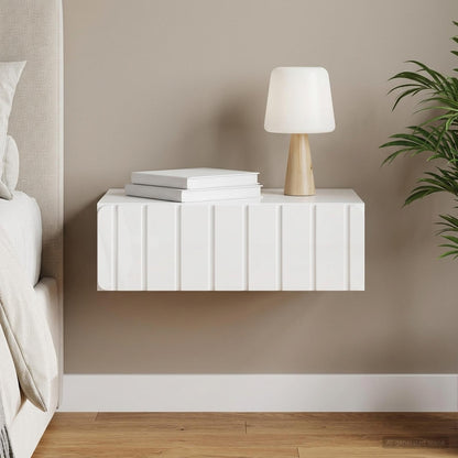 Wall-Mounted Side Table High Gloss White 59 x 34.5 x 17 cm