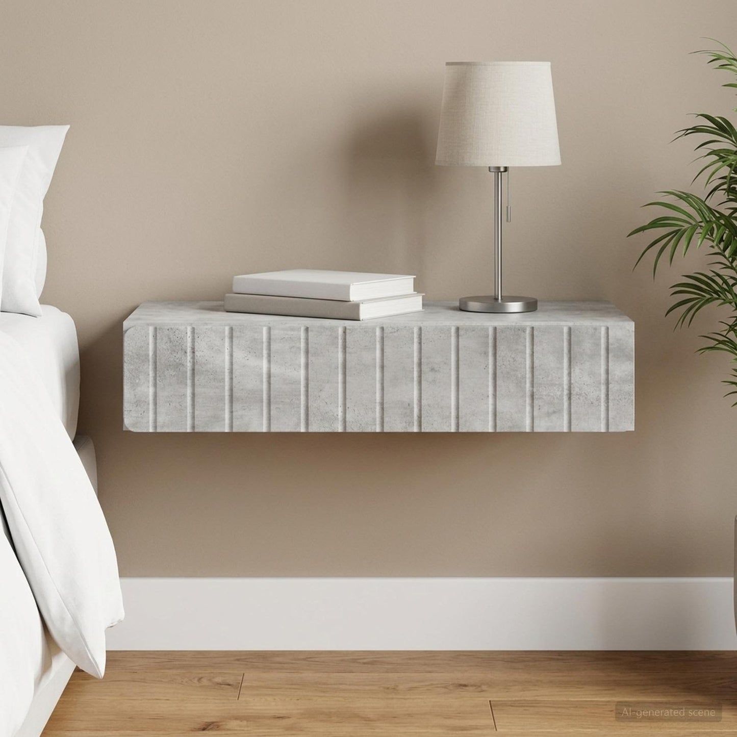 Wall-Mounted Side Table Concrete Grey 87.5 x 34.5 x 17 cm