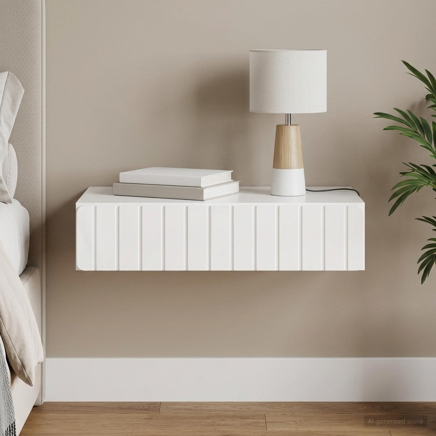 Wall-Mounted Side Table High Gloss White 87.5 x 34.5 x 17 cm