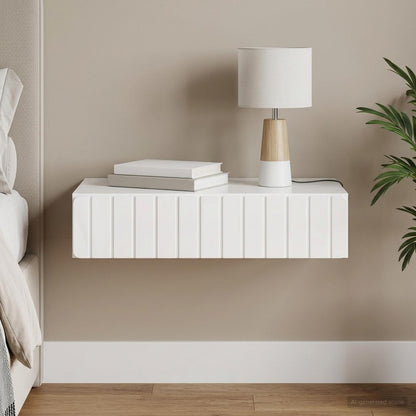 Wall-Mounted Side Table High Gloss White 87.5 x 34.5 x 17 cm