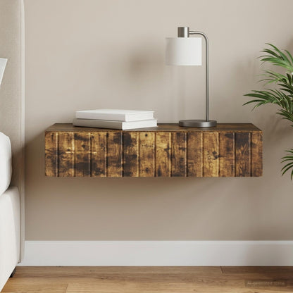 Wall-Mounted Side Table Smoked Oak 87.5 x 34.5 x 17 cm