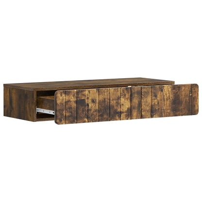 Wall-Mounted Side Table Smoked Oak 87.5 x 34.5 x 17 cm