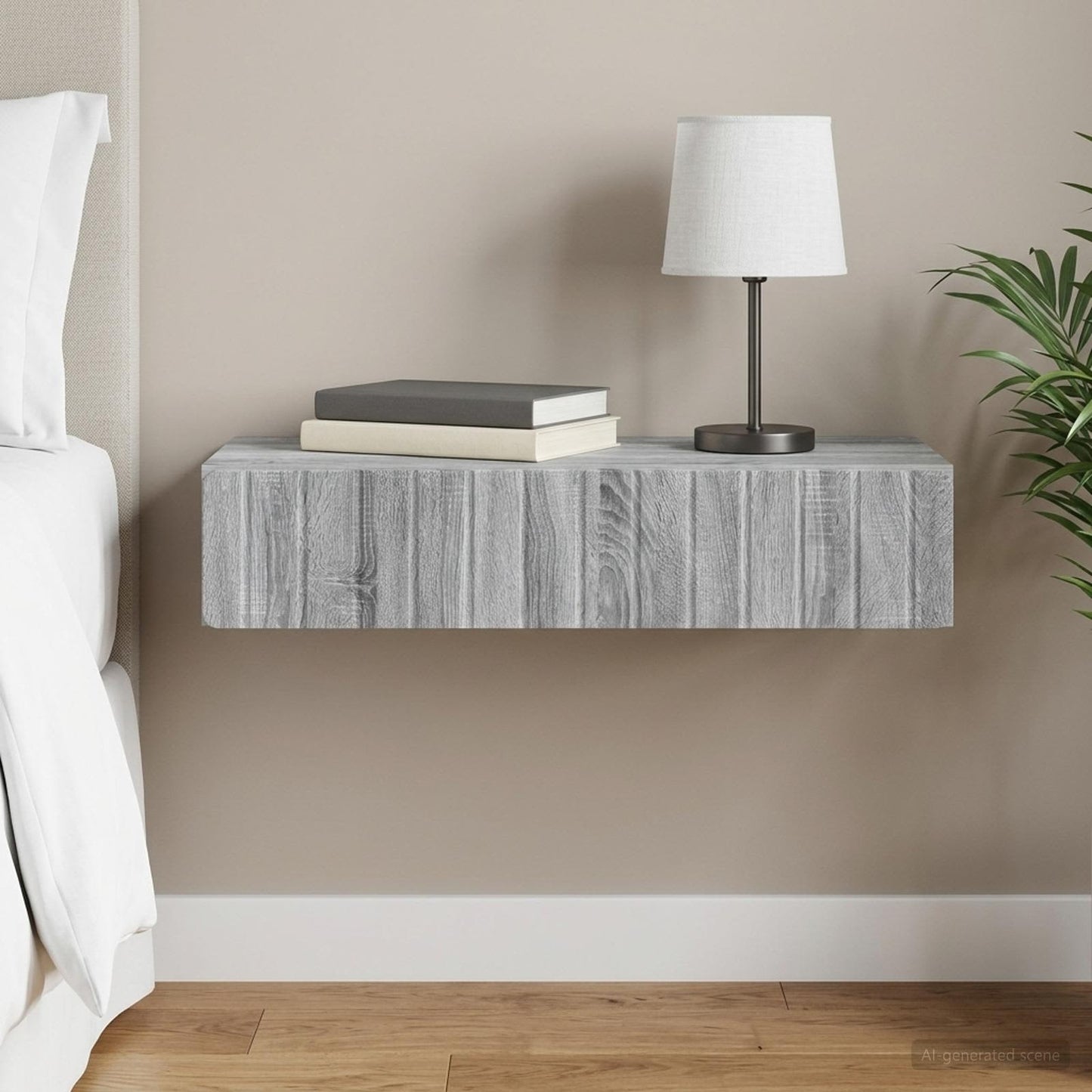 Wall-Mounted Side Table Grey Sonoma 87.5 x 34.5 x 17 cm