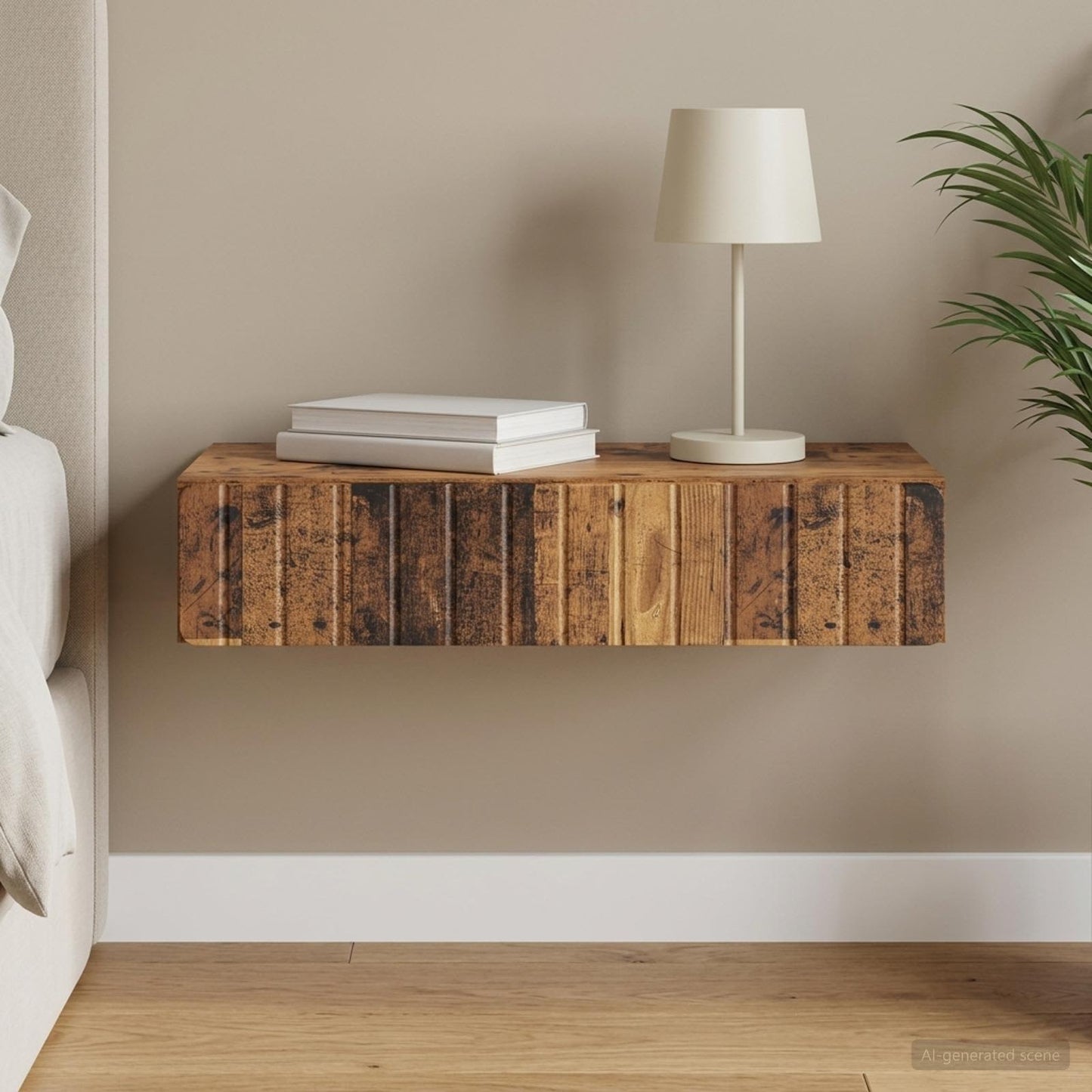 Wall-Mounted Side Table Old Wood 87.5 x 34.5 x 17 cm