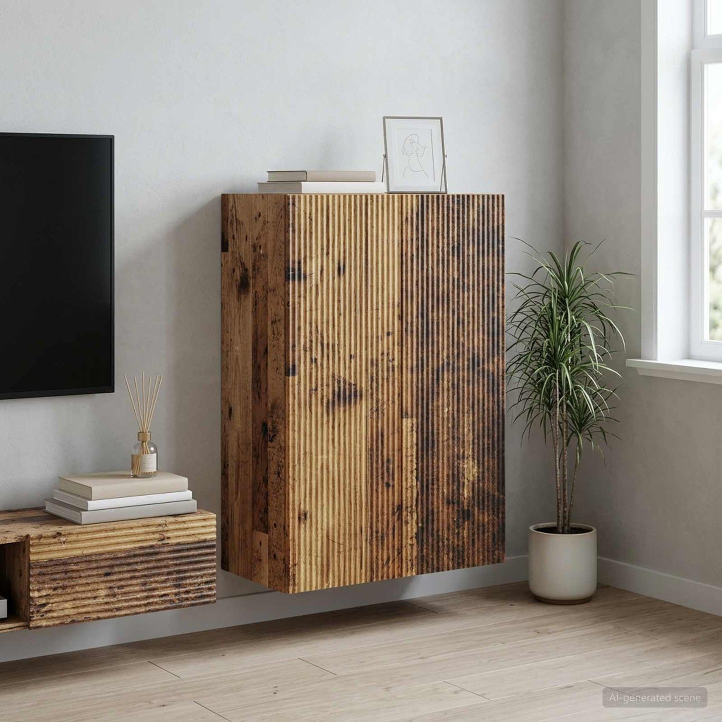 Wall-Mounted Cabinet 66 x 34.5 x 90 cm Engineered Wood Old Wood