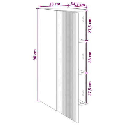 Wall-Mounted Cabinet White 33 x 34.5 x 90 cm Engineered Wood