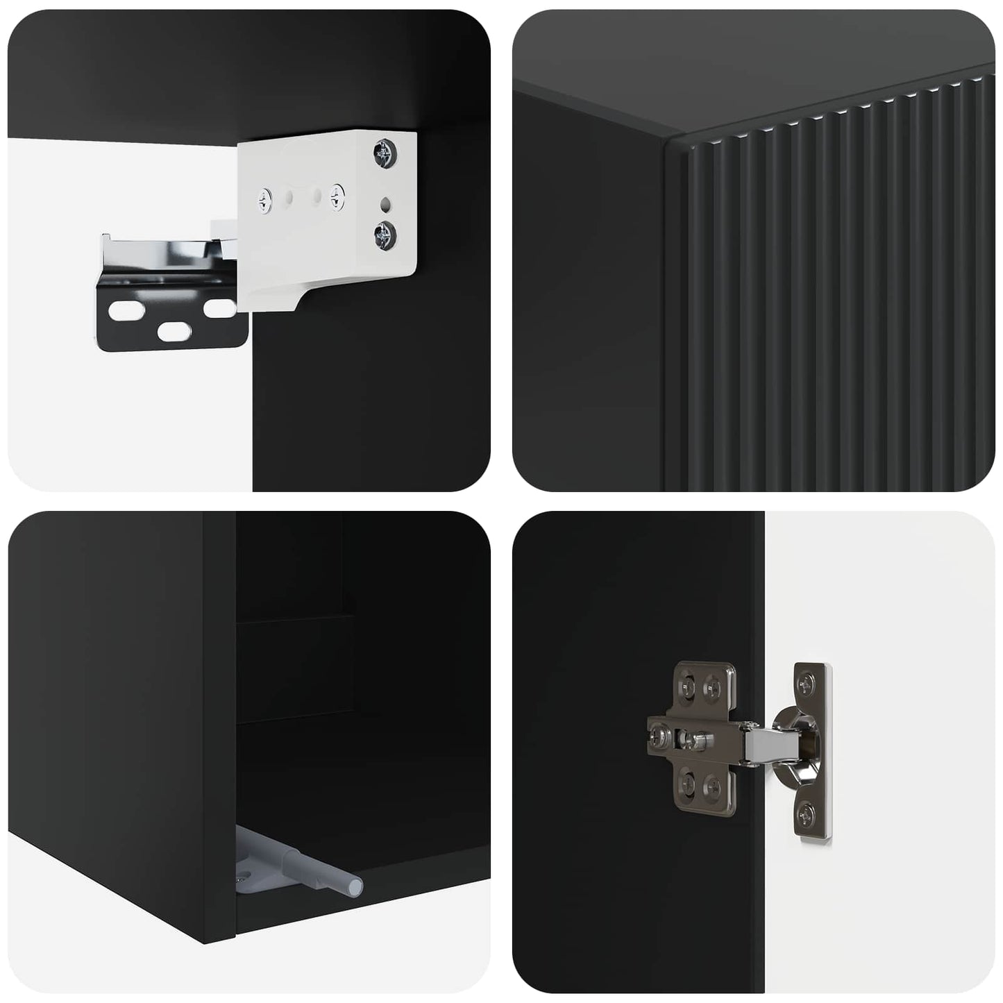 Wall-Mounted Cabinet 33 x 34.5 x 90 cm Engineered Wood Black
