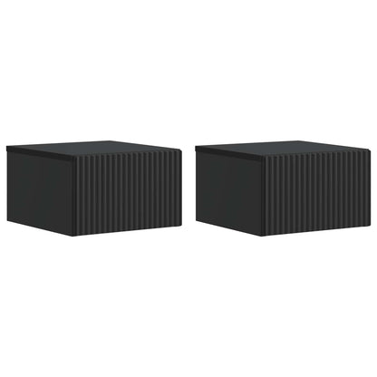 Wall-Mounted Bedside Cabinet 2 pcs Black 33 x 34.5 x 20 cm