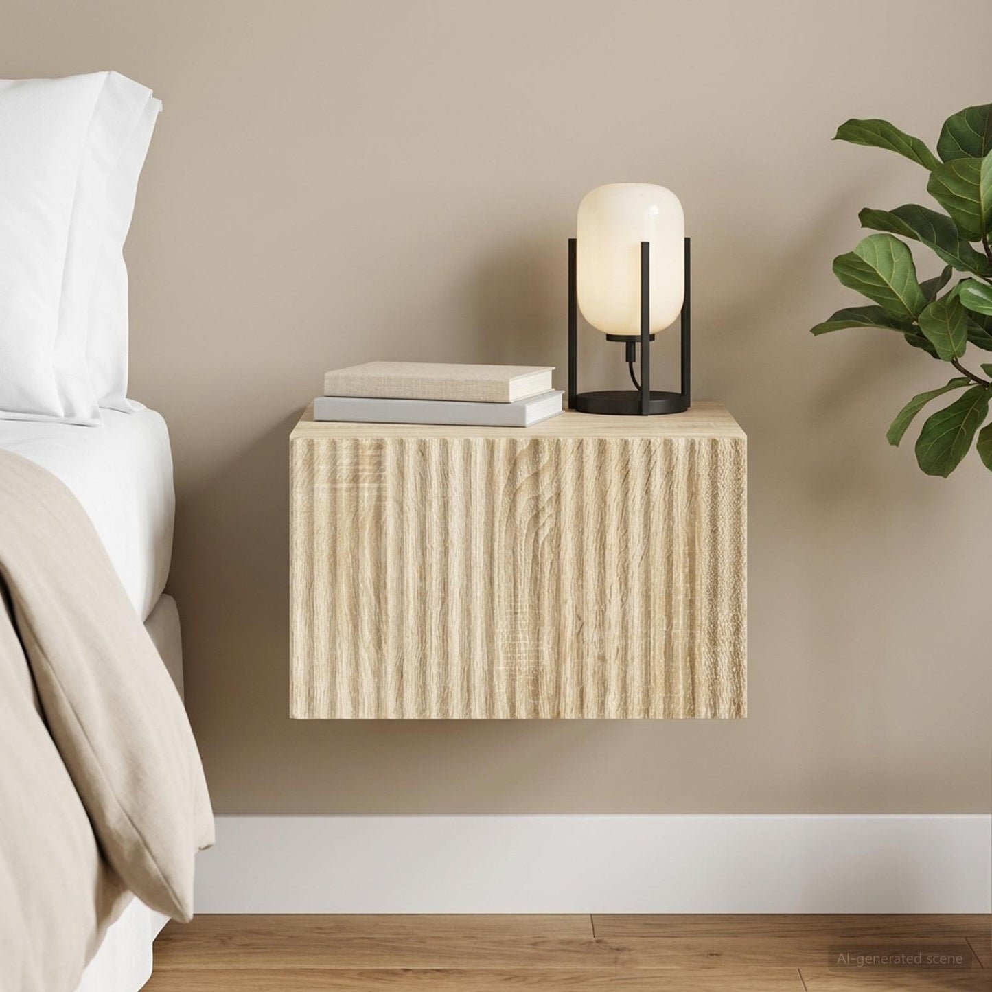 Wall-Mounted Bedside Cabinet Sonoma Oak 33 x 34.5 x 20 cm