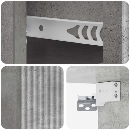 Wall-Mounted Bedside Cabinet Concrete Grey 33 x 34.5 x 20 cm